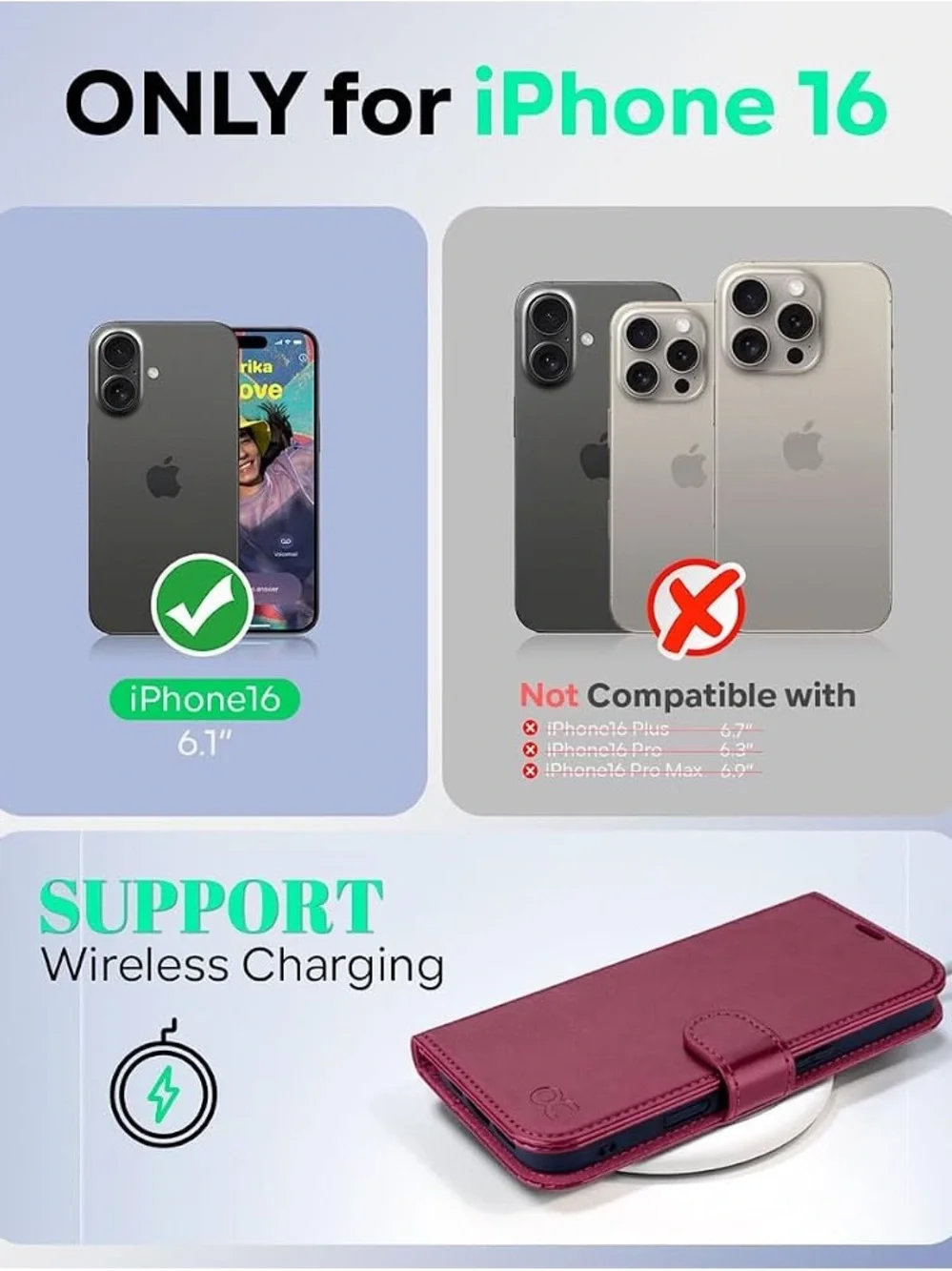 Premium Magenta Wallet Phone Case with Card Slots - iPhone 16 compatible